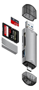 Leitor Para Cartão Memória Sd Tf Usb-c Usb