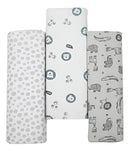 Kit 3 Cueiros Papi Flanelados 80x80cm Estampa Selva Neutro Cor Cinza