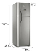 Geladeira Electrolux Frost Free 371L Turbo Congelamento Duplex Cor Inox DFX41 127v