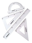 Kit Geométrico Régua, Transferidor, 2 Esquadros + Compasso Cor Sortido