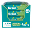 Lenços Umedecidos Pampers, Aroma de Aloe Vera 12 pacotes em total 576 Unidades