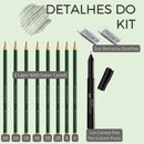 Kit Lápis Desenho Profissional + Caneta Ponta Fina Contorno