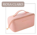 Necessaire Feminina Organizador Maquiagem Viagem Blogueira Cor Rosa Claro Desenho do tecido Liso