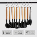 Kit 12 Utensílios De Cozinha Em Silicone Completo Com Suporte Resistentes Para Panelas Antiaderentes Cabos Ergonômicos Fácil Limpeza Uso Doméstico E Profissional ponte lar utilidades