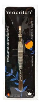 Pinça Sobrancelha Profissional Inox Macrilan Ponta Reta Inox