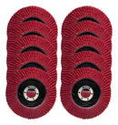 Kit Com 10 Unidades Disco De Lixa Flap 4.1/2 Pol. Grão 40 Cor Vermelho Para Esmerilhadeiras Lixadeira The Black Tools