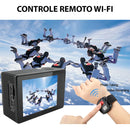 Kit Câmera Ultra Hd 4k Sport Wifi + 32gb + Bastão + Controle Cor Preto