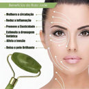 Rolo Pedra De Jade Com Placa Guasha Facial Cor Verde