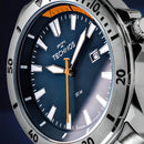 Relógio Technos Masculino Militar Prata Cor do fundo Azul