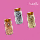 Kit 3 Potes Grandes Folhas De Ouro Dourado Prata Bronze Unha Cor Multicolor