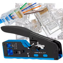 100 Rj45 Ez + Alicate Crimpar Cabo Rede Cat5/6/7 Vazado Kit
