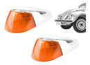 Par Lente Pisca Seta Dianteira + Capa Cromada Fusca Laranja Laranja