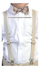 Kit Gravata E Suspensório Infantil Varias Cores Cor Bege