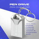 Pen drive 32gb usb 2.0 mini chaveiro metal resistente alta velocidade seguro Eduimports cor prateado