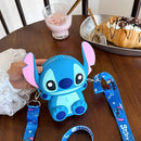 Mini Bolsinha Porta Treco Moedas Lilo Stitch Silicone Cor Azul Desenho Do Tecido Coelho