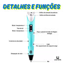 Canetas 3D Proficional 3dpen Impressora 3 Filamentos Crianca infantil desenho realista magica Lojainfor