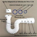 Sifão Sanfonado Tubo Flexível Multiuso Universal Para Pias Lavatórios Cubas Branco Tigre