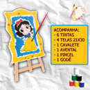 Super Kit Pintura Princesas C/ 4 Telas + Cavalete + 6 Tintas
