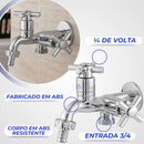 Torneira Maquina Tanque Cromada Duas Saidas Abs 1/4 De Volta Prateada