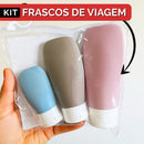 Kit 6 Frascos De Viagem Creme Shampoo Sabonete + Necessaire
