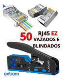 Alicate Crimpar Rj45 Vazado Rj11 Cat5/6/7 + 50 Rj45 Blindado