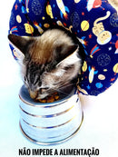 Colar Cone Elizabetano Macio Ajustável - Gatos E Azul P