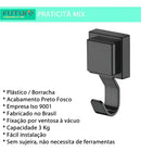 Gancho Multiuso Plástico Com Ventosa Forte Preto Future
