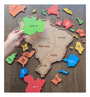 Maninho Quebra-cabeça Grande Pedagógico Em Madeira Mapa Brasil