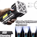 Alta Potência Alcance 7led +cob Lanterna Usb Recarregável Cor da lanterna Preto Cor da luz Branco