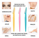 Kit 6 Navalhas para Sobrancelha e Rosto – Lâminas em Aço Inoxidável com Cabo Antiderrapante, Precisão para Depilação Facial, Buço e Corpo