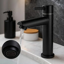 Torneira Lavatório Preta Água Fria Aço Inox  Brilhante Preto