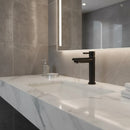 Torneira Para Banheiro Preto Fosco Monocomando Água Fria Aço Inox Instalação Em Bancada Compatível Com Cuba De Sobrepor Design Moderno Minimalista Bica Baixa Com Arejador FC-61 Via Flix