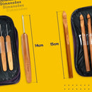 Kit Com 20 Agulhas De Crochê De Bambum Com Estojo - Prm