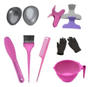 Kit Rosa Cumbuca Pincel Pente Espátula Piranhas E Luvas - Sortida
