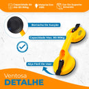 Kit 2 Ventosa Dupla Aguenta 80kg Cada Para Piso Liso, Porcelanato Pesado, Vidro, Chapa Metal - O Barateiro Ferramentas
