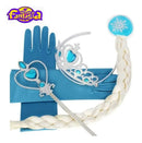 Kit Frozen Elsa Acessórios Com Trança Luvas Coroa E Varinha