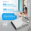 Pen drive 32gb usb 2.0 mini chaveiro metal resistente alta velocidade seguro Eduimports cor prateado