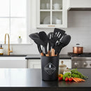 Jogo 12 Peças Utensílios Silicone Colher Espátula Co Preto