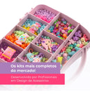 Kit Miçangas Infantil 3500 Pçs para Montar Pulseiras Bolinhas Maleta 19X13 cm 1 relógio digital Anita Bijuterias