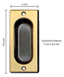 Par Puxador Concha Embutir Porta Janela De Correr L. Oxidado