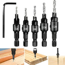 Jogo Com 5 Brocas Para Madeira Com Escareadores Ajustáveis