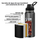 1200ml Garrafa Térmica De Pressão Cor Preto Conserva Bebidas Quentes E Frias Com Base Giratória Design Moderno ponte lar utilidades