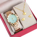 Relógio Feminino Original + Kit Colar E Brincos Fo Modelo 9