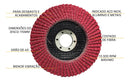 Kit Com 10 Unidades Disco De Lixa Flap 4.1/2 Pol. Grão 40 Cor Vermelho Para Esmerilhadeiras Lixadeira The Black Tools
