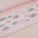 Jogo Lençol Para Mini Berço 3 Pçs -nuvem Chuvinha Rosa/r Rosa