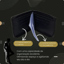 Carteira Couro Legítimo Masculina Fechamento Zíper Grande Porta Documentos Moedas Cartão Cédulas Lisa Preto