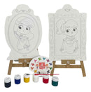 Super Kit Pintura Princesas C/ 4 Telas + Cavalete + 6 Tintas