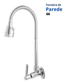 Torneira Parede Gourmet Flexível Chuveirinho Cozinha Prateado Brilhante