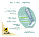 3 Pares Meias 3/4 Masculina Compressão Moderada S Preto 39-43