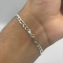 Pulseira Prata 925 De Lei Maciça 5mm 3x1 Legítima Masculina Comprimento 21 cm V Pratas